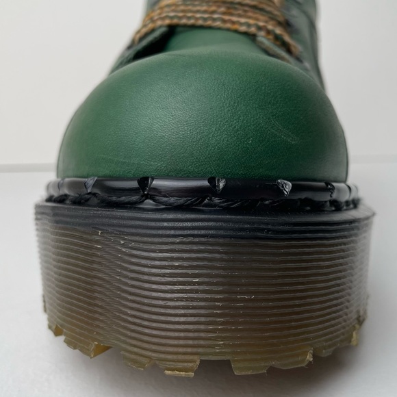 Vintage Dr. Martens England Green Greasy Platform Oxfords UK 7 - Picture 8 of 15